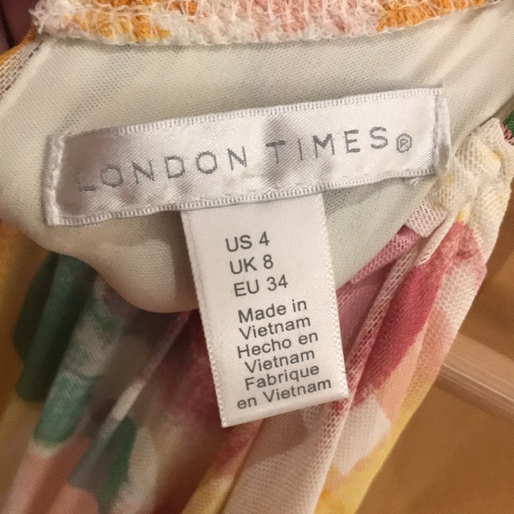 London Times Watercolor Mesh Ruched Dress - Picture 5 of 5